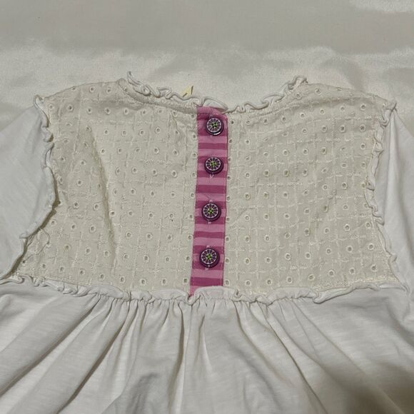 Matilda Jane Ivory Cottagecore Crochet Lace Dress 10 Button Pink Stripe Boho - Picture 13 of 14